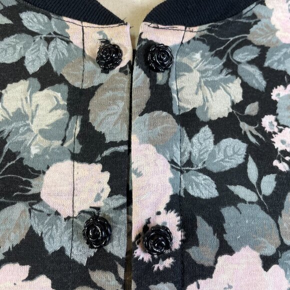 Sauci Vintage Cardigan Blouse Jacket Lightweight Cotton Blend Floral Rose Size L - Picture 7 of 12